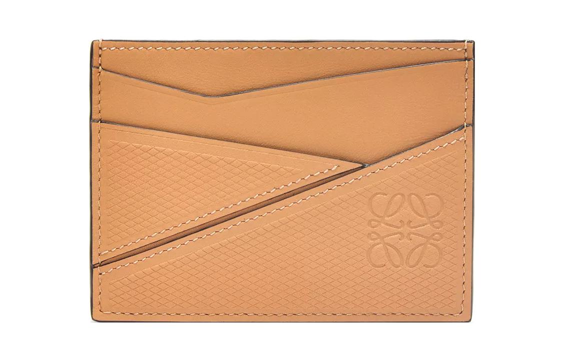 LOEWE Puzzle Cow Leather Card Holder Men's Warm Sand