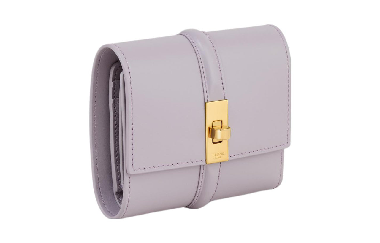CELINE Calfskin Wallet Small Size Women's Light Purple Lilac