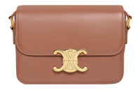 CELINE Triomphe Shiny Cow Leather Shoulder Bag Tofu Bag Portable Crossbody Bag Shoulder Bag Women's Bronze