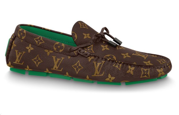 LOUIS VUITTON Driver Moccasin Shoes 'Brown Monogram With Green'