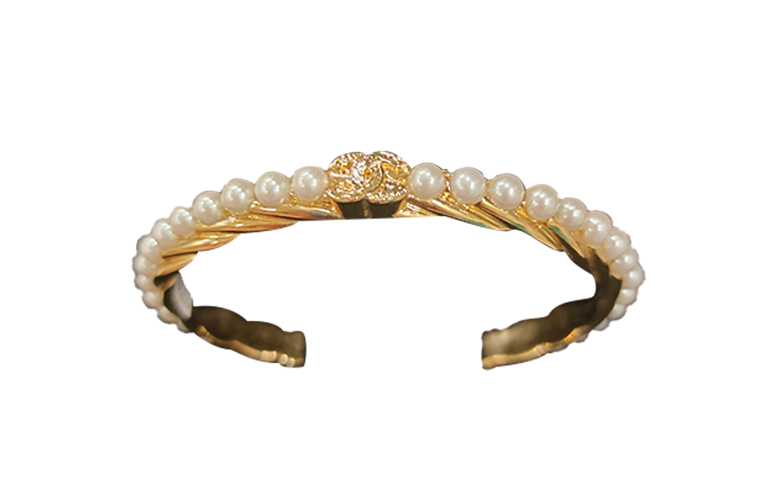 CHANEL Synthetic Cubic Zirconia Bangles Women's Gold