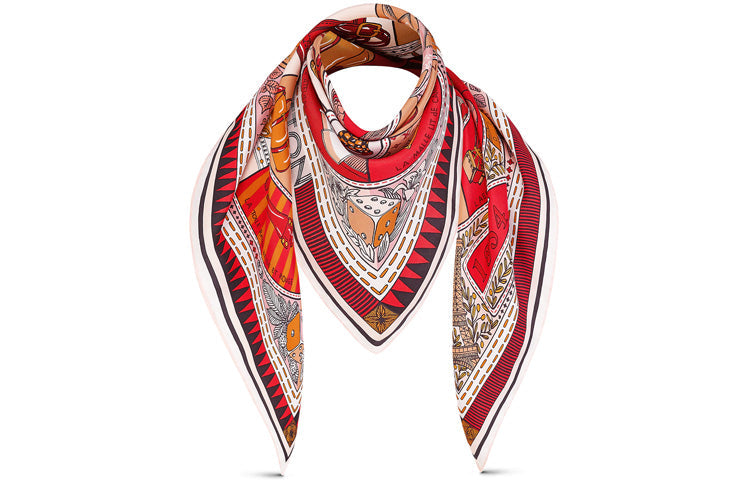 LOUIS VUITTON Louise Silk Scarves Women's Light Umber