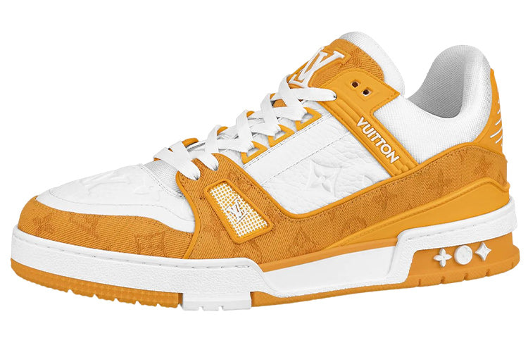 LOUIS VUITTON Lv Trainers 'White With Orange Monogram'