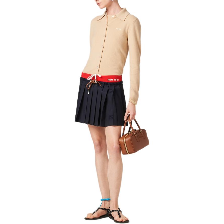 MIU MIU Pleated Batavia Skirt 'Ebony'
