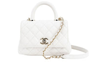 CHANEL COCO Handle Grain Cow Leather Handbag, Shoulder Bag, Crossbody Bag Mini Women's White