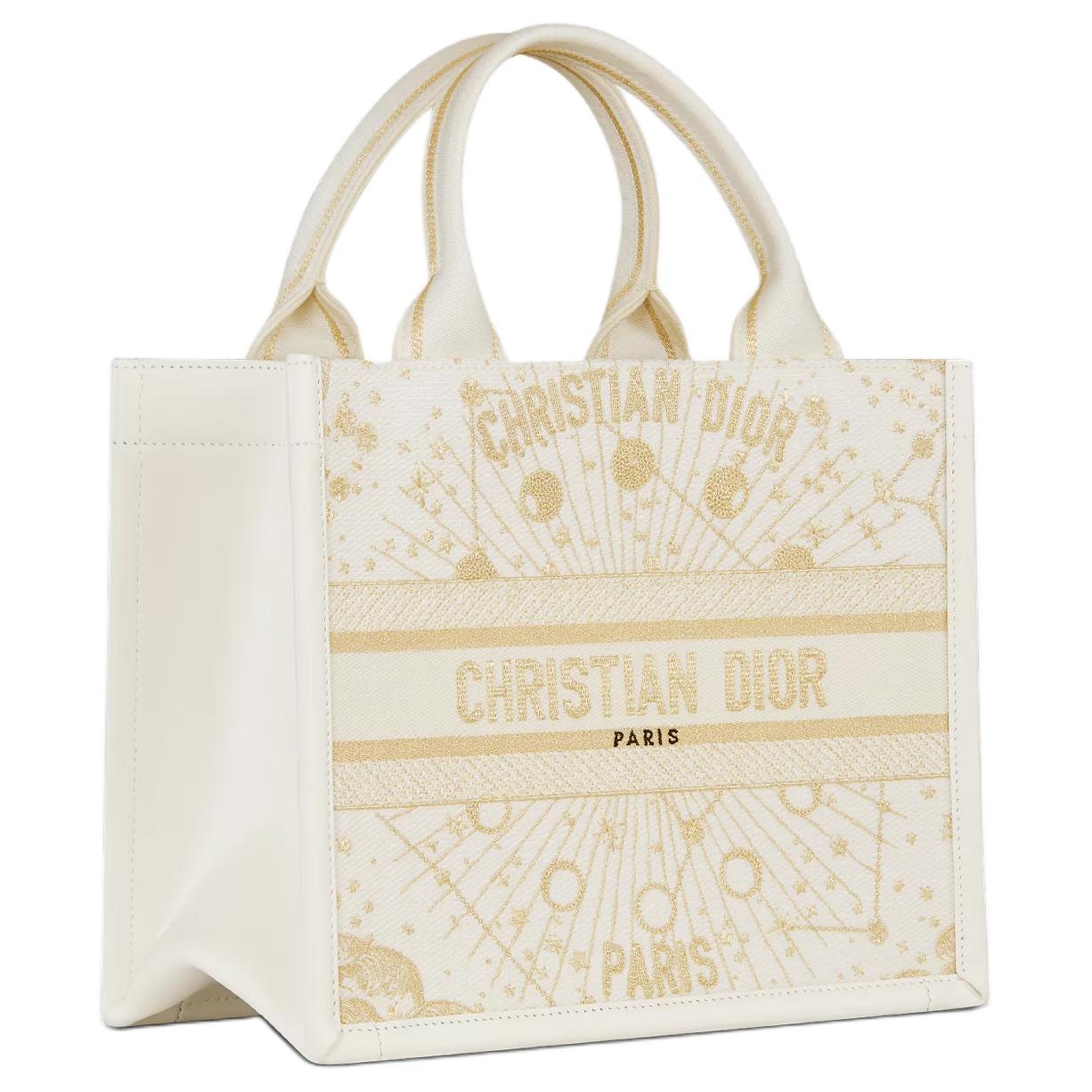 DIOR BookTote Fabric Tote Bag, Shopping Bag, Shoulder Bag, Handbag Trumpets Women's Milk White