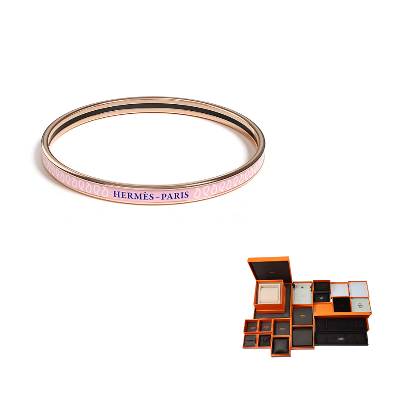 HERMES Enamel Bangles Women's Pink