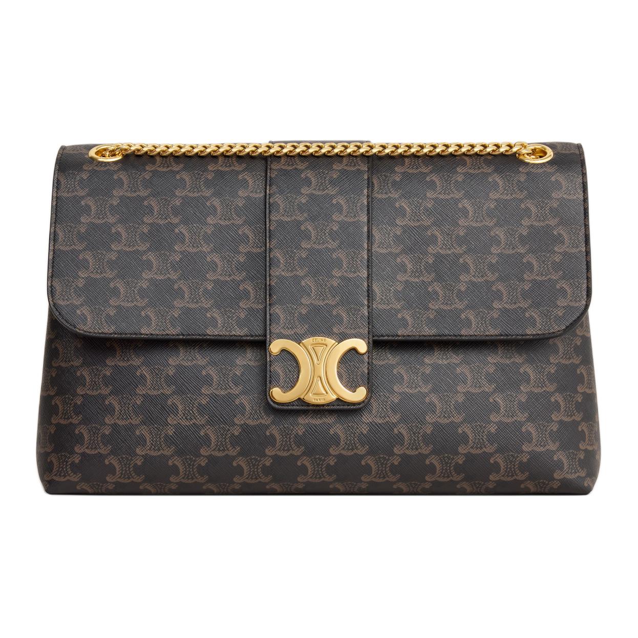 CELINE Large VICTOIRE Bag In Triomphe Canvas Women's Brown