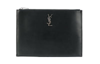 SAINT LAURENT Smooth Cow Leather Storage Bag Clutch Men's Black