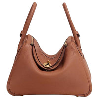 HERMES Lindy Cow Leather Handbags Shoulder Bags Women's 6C Copper Pumpkin/Copper Red