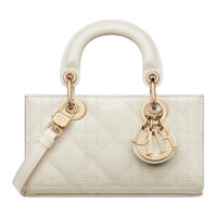DIOR Lady D-JOY Patent Leather Cowhide Dior Bag Shoulder Bag Crossbody Bag Handbag Extra Mini Women's Ash Ivory