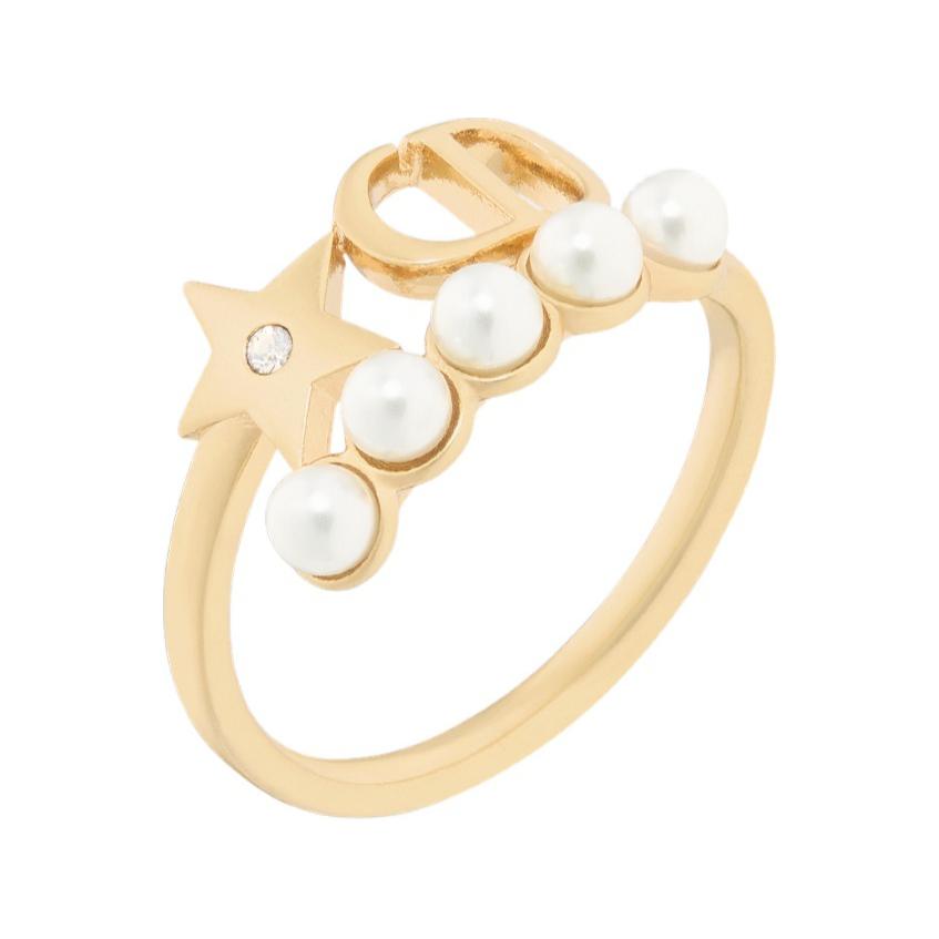 DIOR Faux Crystal Rings Women's Gold