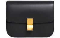 CELINE Classic Bo Leather Tofu Bag, Square Bag, Shoulder Bag, Crossbody Bag Medium Size Women's Black