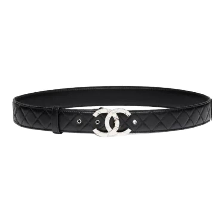 CHANEL Leather Belts Unisex Black