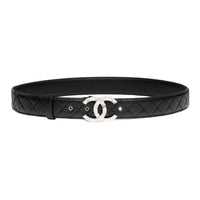 CHANEL Leather Belts Unisex Black