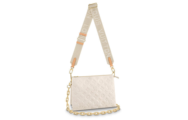 LOUIS VUITTON Coussin Sheepskin And Calfskin Trim Portable Crossbody Bag Shoulder Bag Small Size Women's Milk White