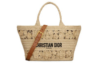 DIOR Raffia Tote Bag Shopping Bag Shoulder Bag Crossbody Bag Handbag Women's Natural