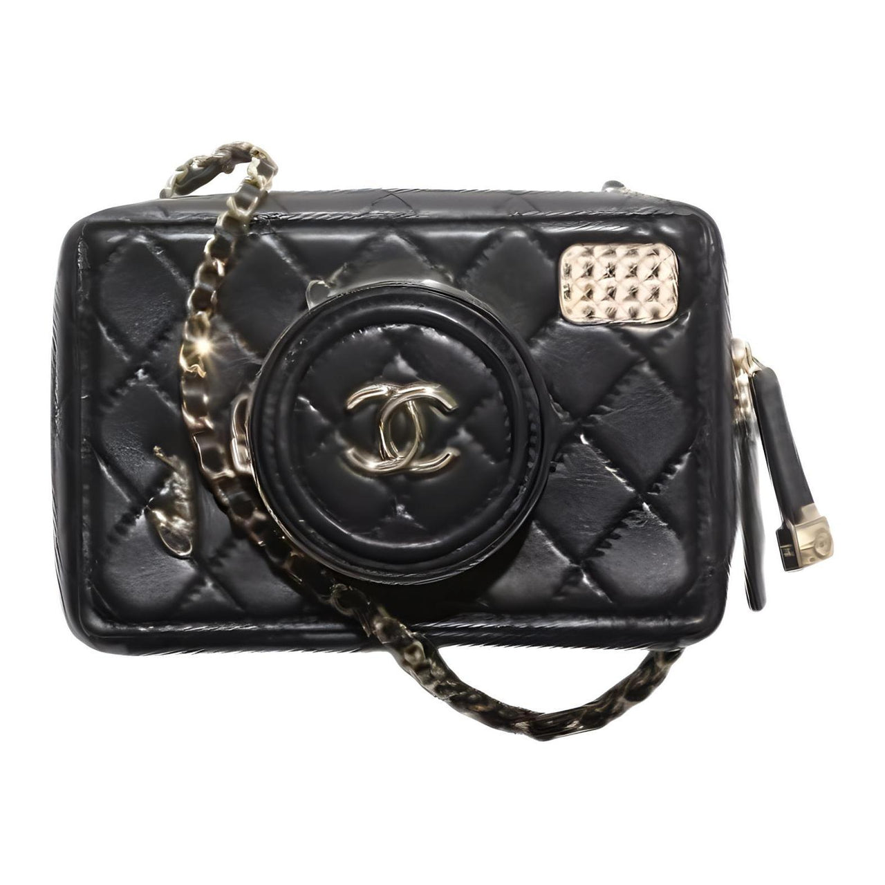 CHANEL Sheepskin Makeup Bag Small Square Bag Shoulder Bag Crossbody Bag Regular Women's Black