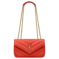 SAINT LAURENT LOULOU Lambskin Envelope Bag Crossbody Bag Shoulder Bag Small Size Women's Red