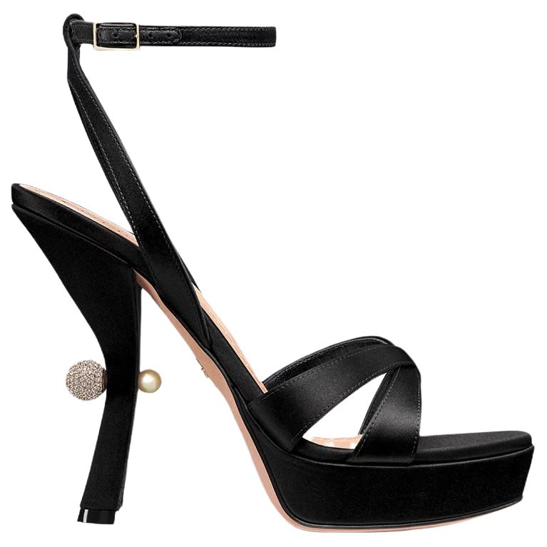 DIOR Tribales One Strap Sandals 12cm Women's Black