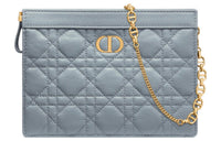 DIOR Caro Soft Cow Leather Shoulder Bag, Crossbody Bag, Clutch Regular Women's Powder Blue