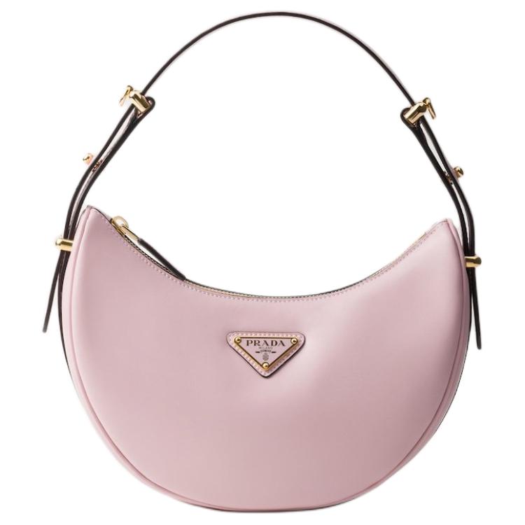PRADA Leather Portable Crossbody Bag, Shoulder Bag Women's Snow Pink