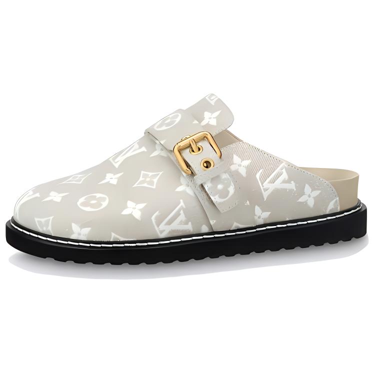 LOUIS VUITTON Cosy Comfort Closed Toe Slippers Women's Gray