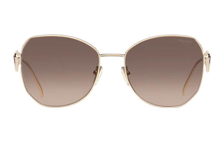 PRADA Metal Irregular Shape Sunglasses Women's Gold