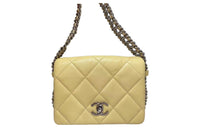 CHANEL 22P Lambskin Flap Bag Shoulder Bag Crossbody Bag Mini Women's Yellow