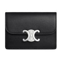 CELINE Triomphe Cow Leather Card Holder Women's Black