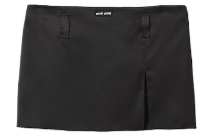 MIU MIU Satin Miniskirt Casual Short Skirts Women's Black