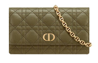 DIOR Caro Cow Leather Shoulder Bag Crossbody Bag Women's Pine Green Color