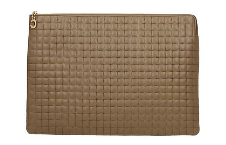 CELINE Leather Clutch Women's Brown
