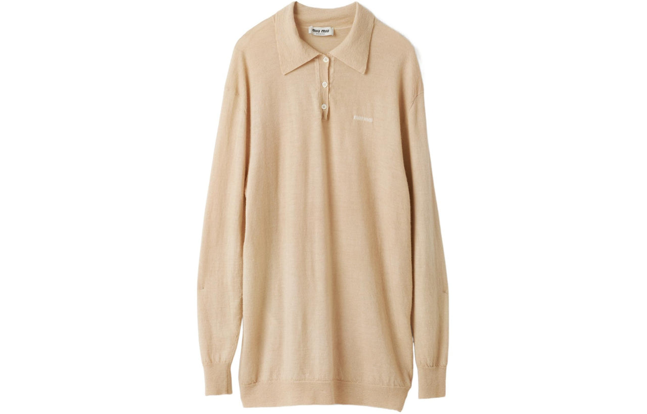 MIU MIU Long-Sleeved Knitted Polo Shirt