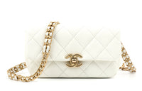 CHANEL 22P Grained Embossed Cow Leather Shoulder Bag Crossbody Bag Women's White