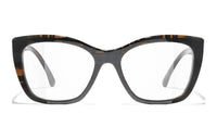 CHANEL Acetate Irregular Shape Eyeglass Frames Men's Black/Brown