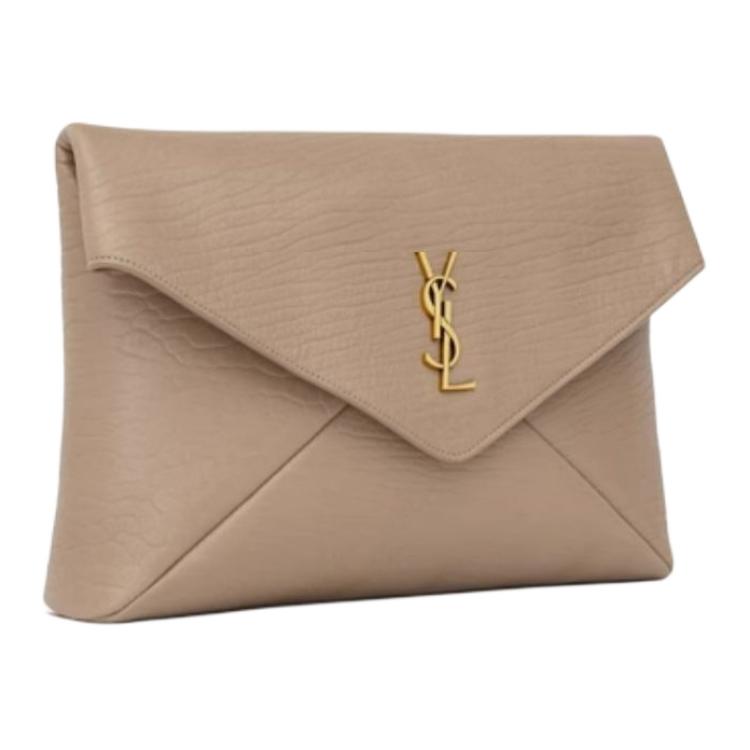 SAINT LAURENT CASSANDRE Sheepskin Envelope Bag, Clutch Tubas Women's Dusty Gray