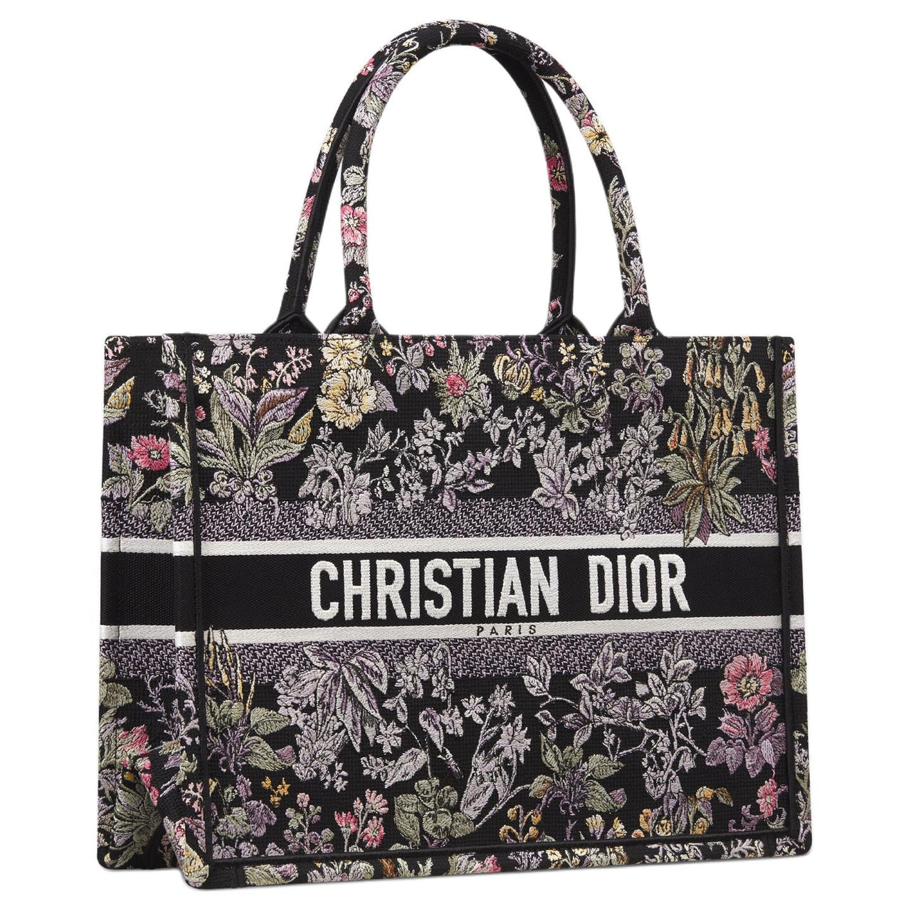 DIOR Cotton Tote Bag Shopping Bag Handbag Medium Size Women's Black