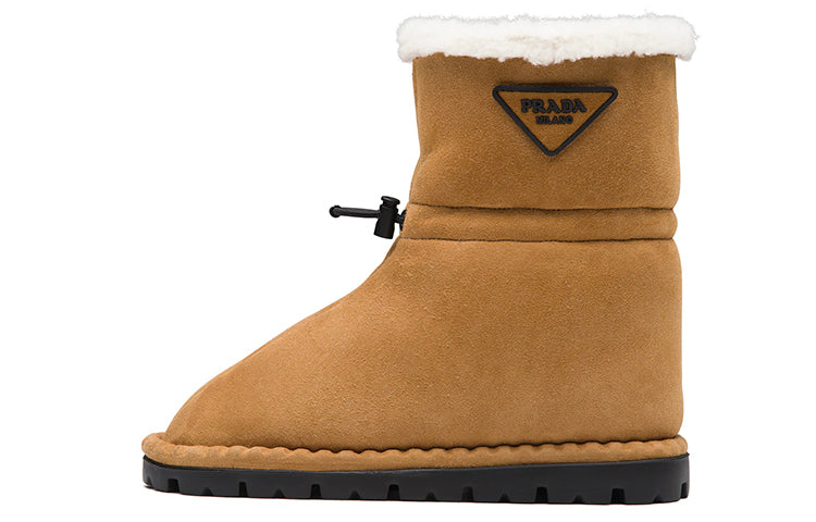 PRADA Blow Shearling Boot Brown Leather