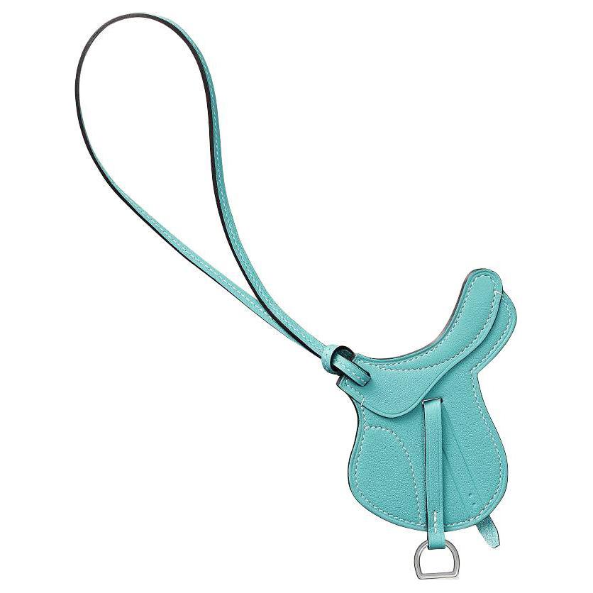 HERMES Leather Pendants Unisex Blue