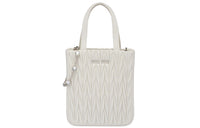 MIU MIU Matelassé Soft Sheepskin Tote Bag, Shopping Bag, One Shoulder Handbag, Crossbody Bag Women's White