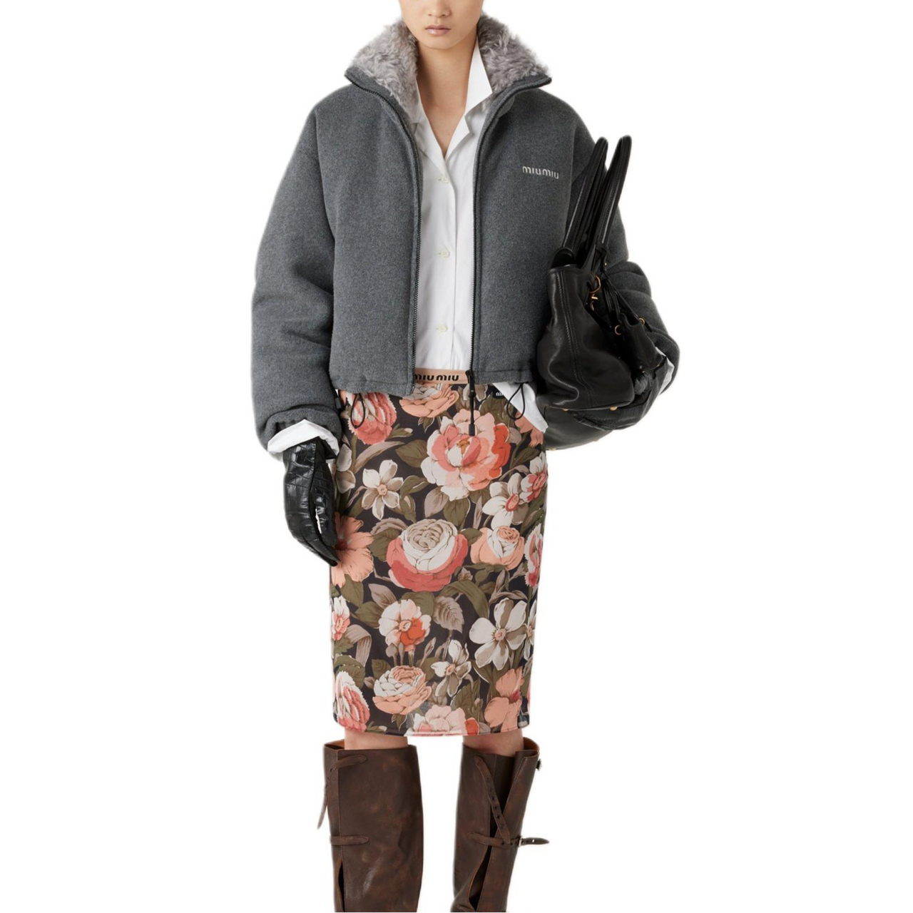 MIU MIU FW24 Down Jacket Women's Gray