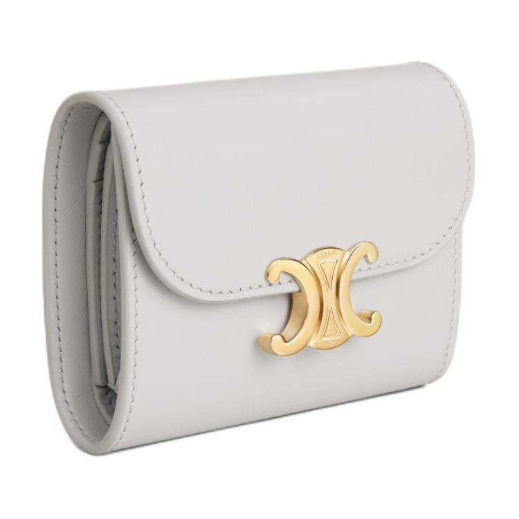 CELINE Shiny Calfskin Wallet Women's Mist Gray