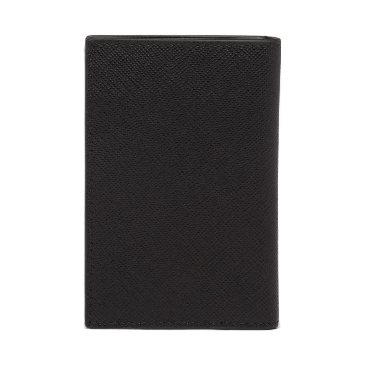 PRADA Calfskin Card Clip Card Holder Men's Black