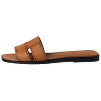 HERMES Slip-Resistant Slide Slippers Women's Brown