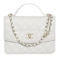 CHANEL Textured Calfskin Shoulder Bag Crossbody Bag Handbag Women's Light Gray