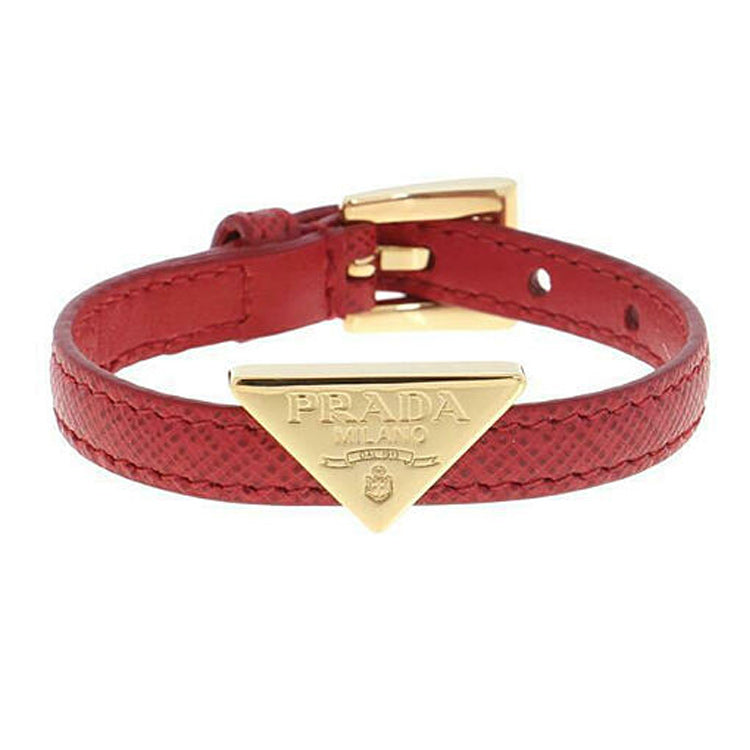 PRADA Calfskin Metal Bracelets Women's Red