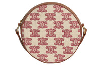 CELINE Triomphe Fabric With Cow Leather Round Wallet Shoulder Bag Crossbody Bag Women's Candy Color/Retro Pink