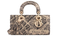 DIOR Lady D-JOY Cow Leather Dior Bag Shoulder Bag Crossbody Bag Handbag Small Size Women's Beige/Black