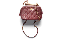 CHANEL Lambskin Acacia Wood Bowling Bag Shoulder Bag Mini Women's Burgundy